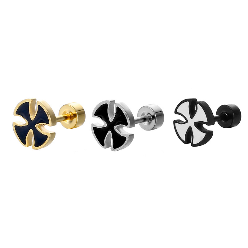 1 Piece Simple Style Cross Stainless Steel Ear Studs display picture 1