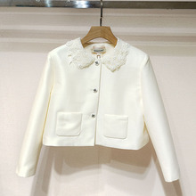 深圳南油2026春女装XSJ1W04D白色蕾丝翻领单排扣短款外套S260054