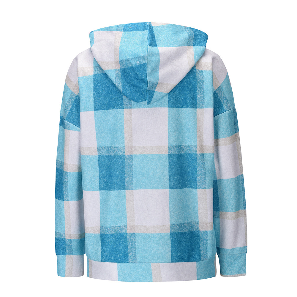 women's loose plaid woolen multicolor hooded jacket nihaostyles clothing wholesale NSXPF72447
