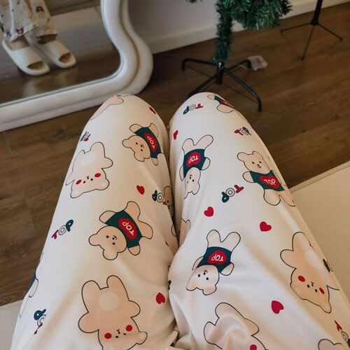 Walking pants cartoon bear pajamas women's loose spring and autumn new home casual summer air-conditioned trousers can be worn outside the pants