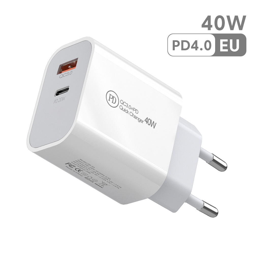 Pd+Usb Charger Is Suitable for Iphone12 Mobile Phone Charging Head Type-C Fast Charging Head Apple A+C Charger