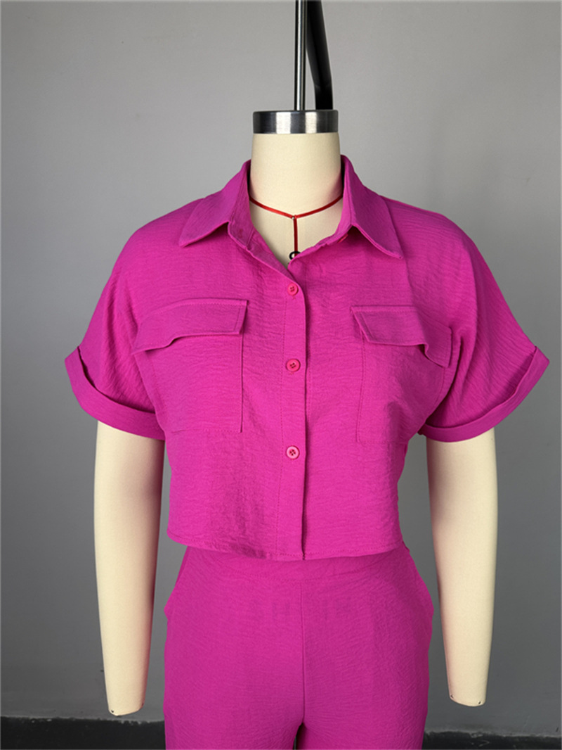 Holiday Daily Women's Casual Solid Color Polyester Button Pant Co-ord Set Pants Sets display picture 7