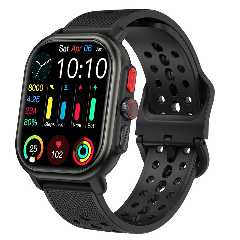 AMOLED высокоразрешённый 2.06-дюймовый большой экран P106 умные часы, GPS-траектория, пульс, кровяное давление, кислород в крови, Bluetooth-звонки, 68