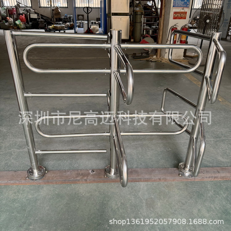 防止倒回转的手推旋转门景区售票大厅入口不锈钢双层半高单向门禁