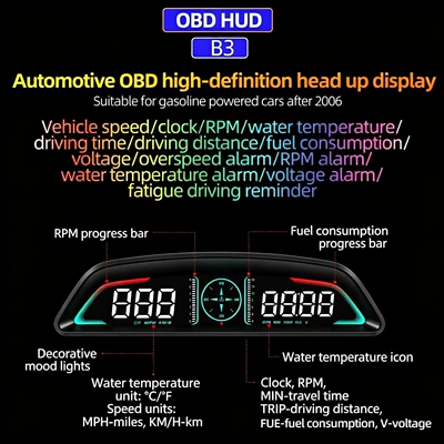 Vehicle HUD Car ECU Driving Computer - b3-obd-lcd-screen-hud-display-suitable-for-obd2-interface-gasoline-cars