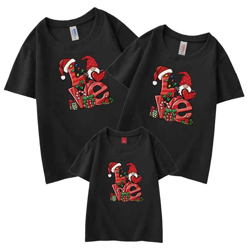 Comercio electrónico transfronterizo Traje de padre-hijo de regalo de Navidad europeo y americano nueva familia de tres camiseta madre-hijo manga corta sombrero de Navidad