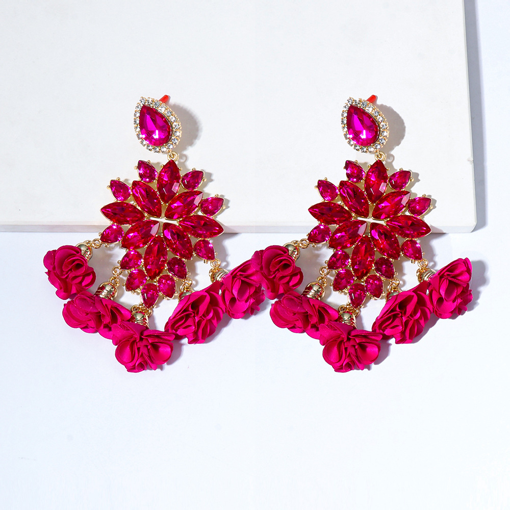 new bohemian color diamond flower earrings personalized wholesale