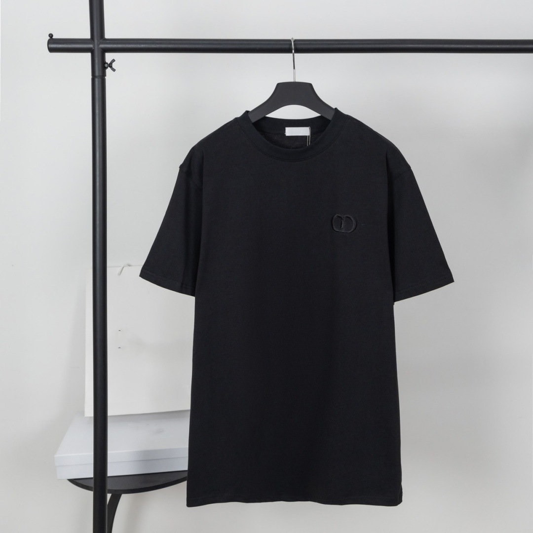 オリジナル版高バージョンDO家夏の新型アルファベットロゴ凹凸刺繍ロゴ丸襟男女半袖tシャツ