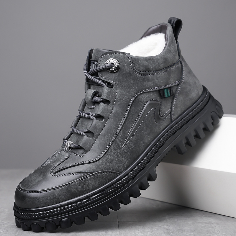 Winter new style genuine leather wool high-top plus velvet thickened…
