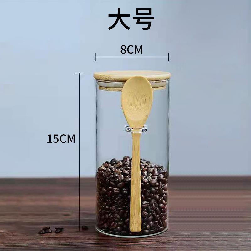 tanque de sellado de vidrio con cubierta cuchara de madera tanque de almacenamiento de granos gruesos frutas secas almacenamiento de cocina botella de vidrio
