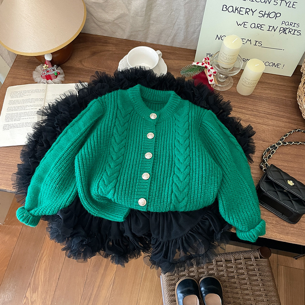Han 24 Neue Baby-Kleidung Mädchen Rot Grün Fried Dough Twists Strickjacke Verdickt Gestrickte Pullover Mantel Mode Herbst und_voghion.com