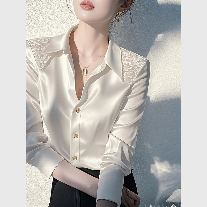White Shirt Grade Sense Light Luxury Age-reducing Foreign Style Elegant Base Inner Top Spring White Shirt Grade Sense Light Luxury Age-reducing Foreign Style Elegant Base Inner Top Spring