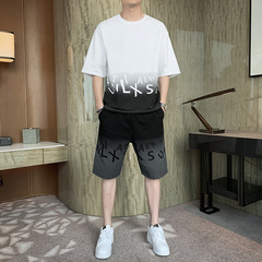 2022 Summer Youth Shorts Set Casual Sports Stylish Match Clothing Trendy Short-Sleeve Men's T-Shirt Set