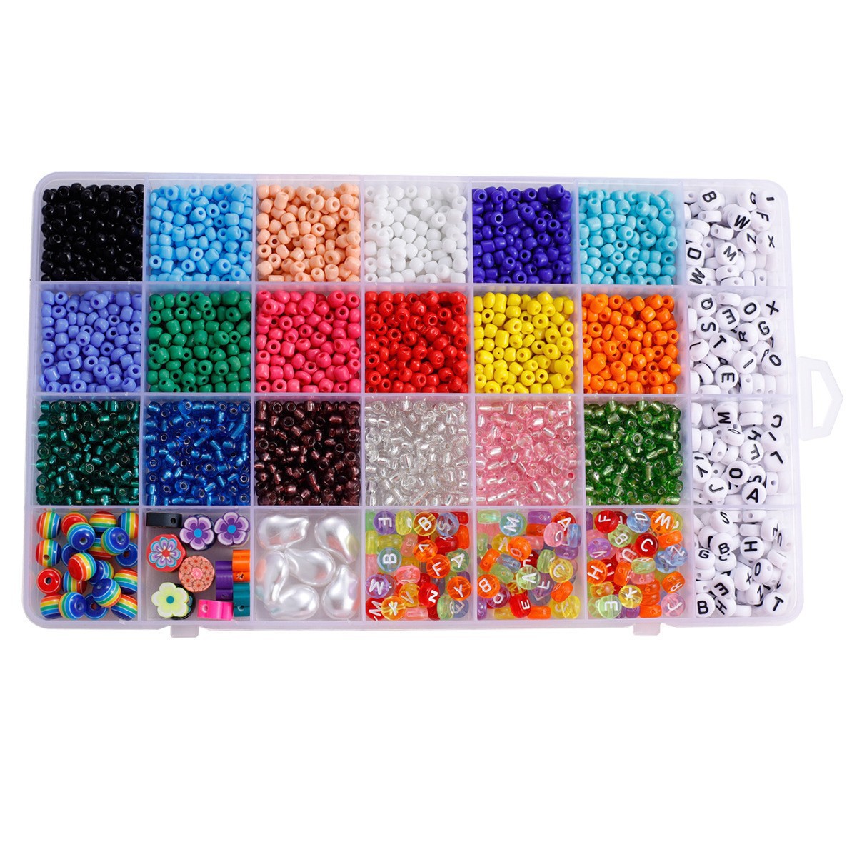 glass round beads with letters