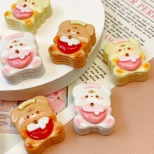 苹果小熊千层饼干食玩 diy仿真树脂配件手机壳手工发夹头绳饰品材