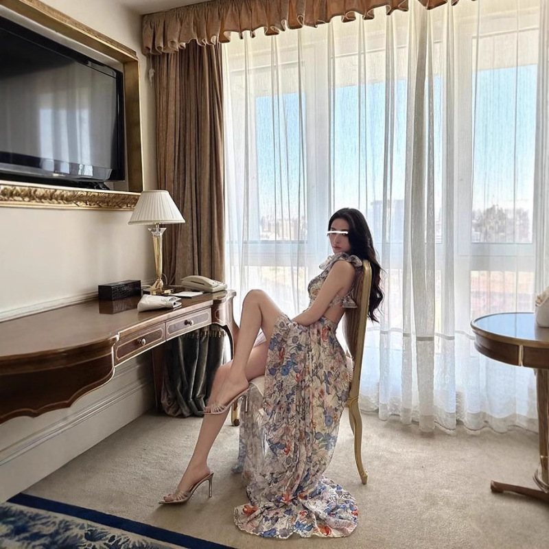 New Holiday Style Printed dress Women's Summer Travel Wear High-end Design Sense Birthday Dress Elegant Long Dress