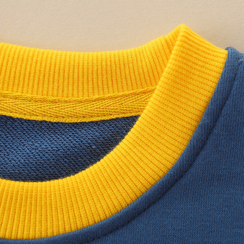 Sudadera de moda con bloques de color para niños, estilo europeo y americano, jersey bordado de Papá Noel, ropa infantil de otoño 26 image 5