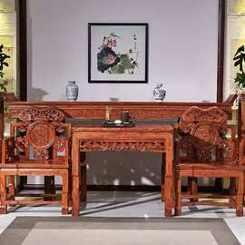 实木中堂六件套老榆木供桌家用香案条几佛台农村堂屋供奉长条桌
