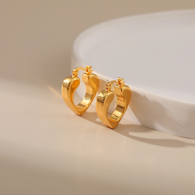 Sweet Heart Shape Copper Plating Earrings 1 Pair