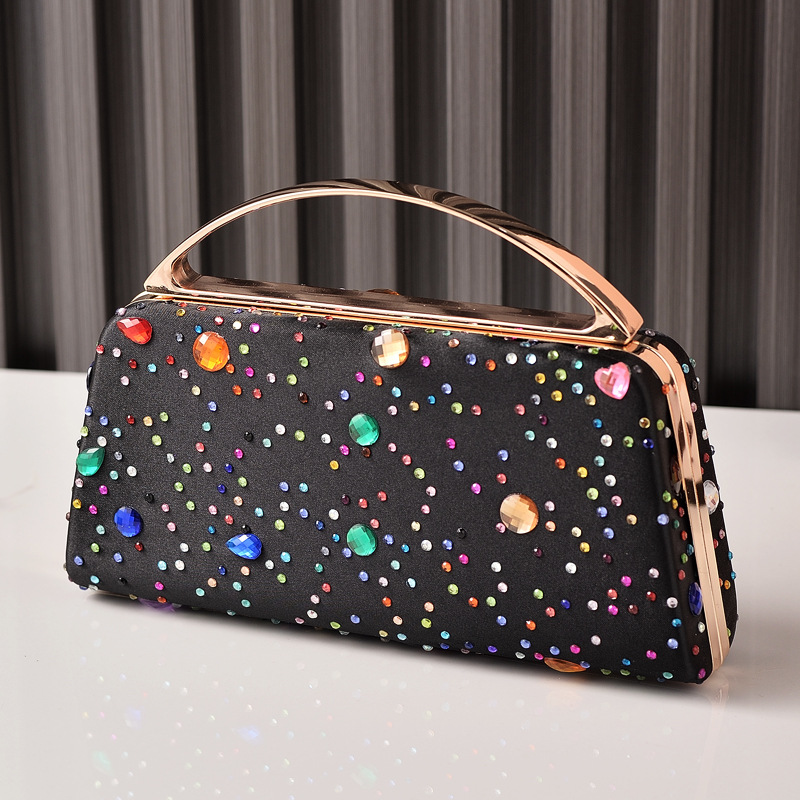 Bolsa de cena de moda europea y americana, bolsas de fiesta de diamantes de seda, bolsas de noche portátiles, nuevos fabricantes de Amazon transfronterizos