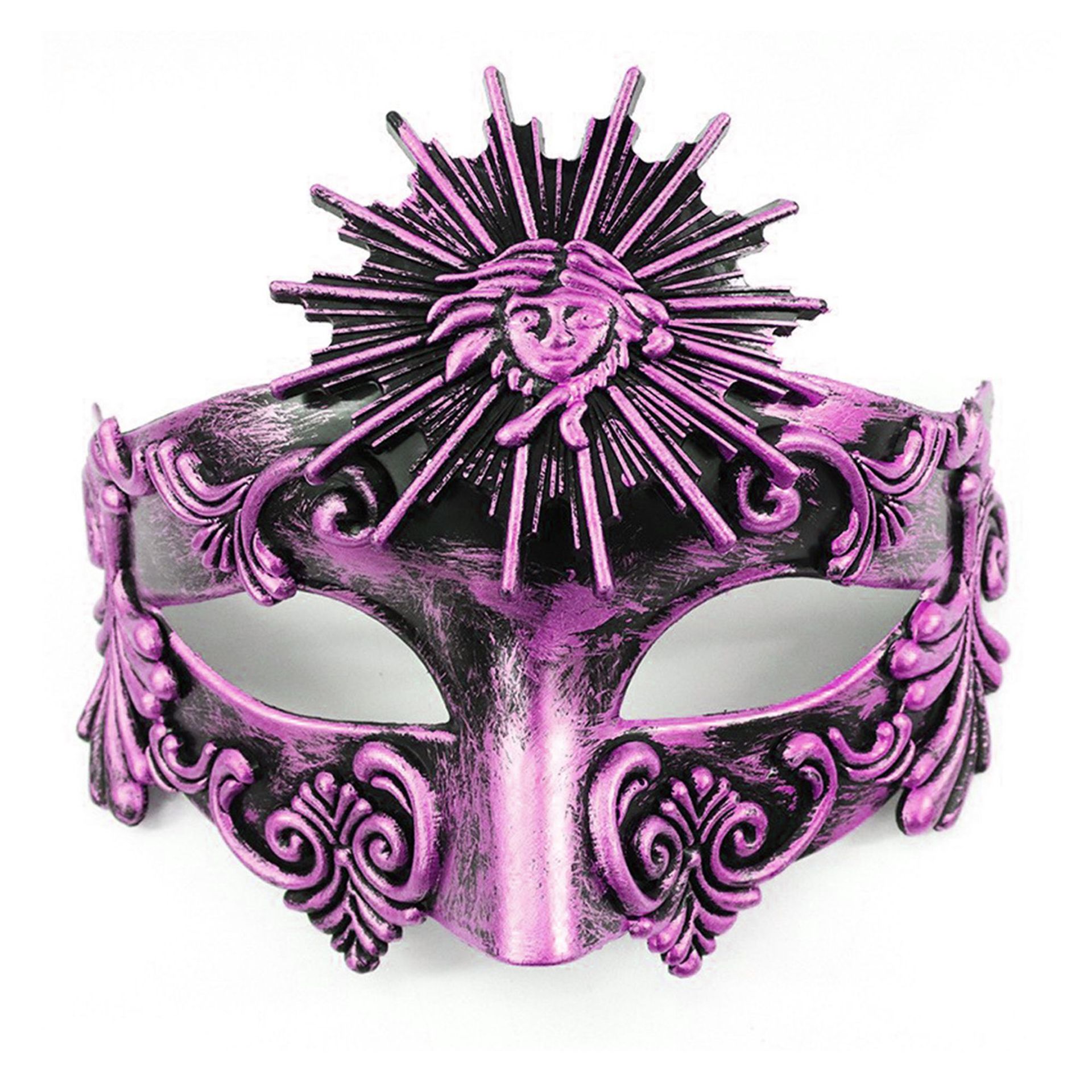 Amazon venta caliente carnaval borde lateral plumas metálicas mariposas retro máscaras de mitad de cara romana baile de maquillaje