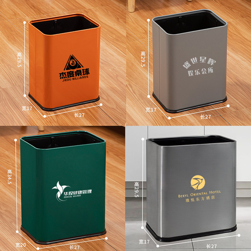 Cubo de basura de acero inoxidable para uso doméstico, cenicero de acero inoxidable de doble capa, cubo de basura para habitación de hotel, cubo de basura para club KTV