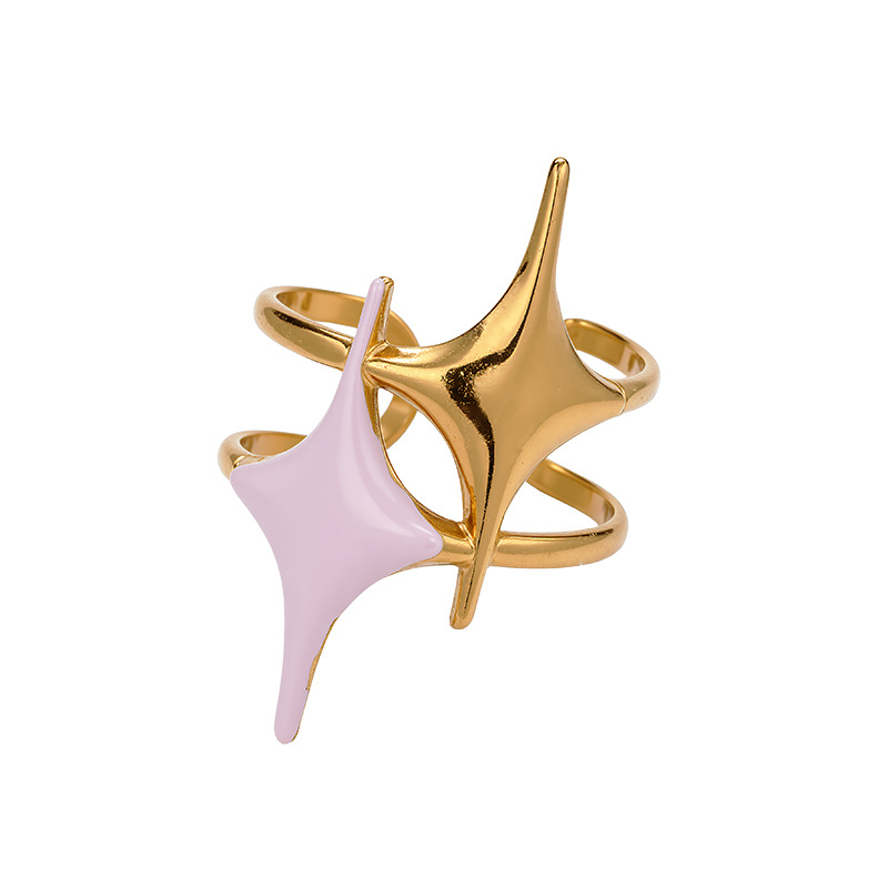 Anillo de goteo de color de acero inoxidable transfronterizo europeo y americano de diseño de personalidad de estrellas no se desvanece joyas al por mayor