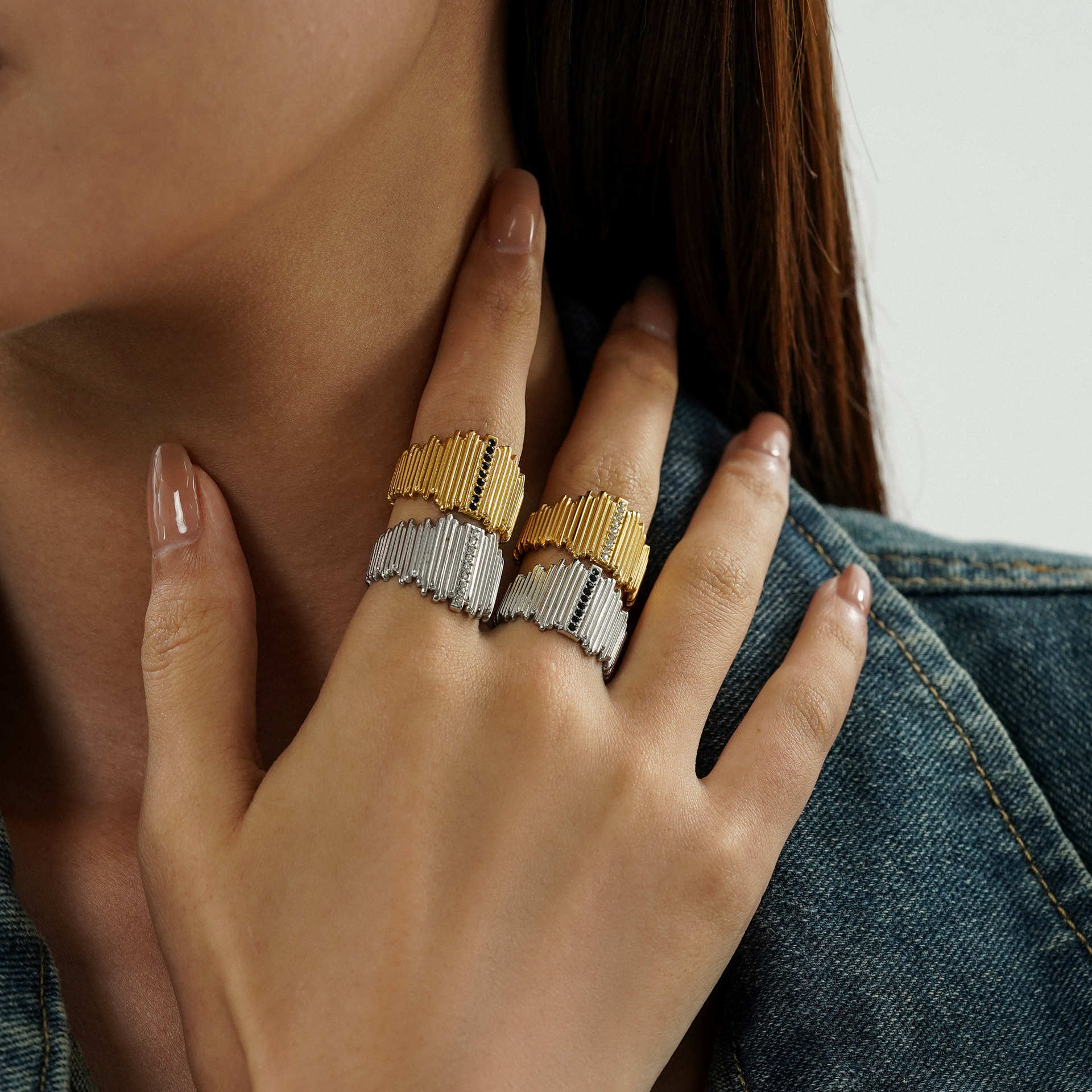 10g Weight Open Rings Classification Simple Style Irregular Solid Color Titanium Steel Plating Open Rings