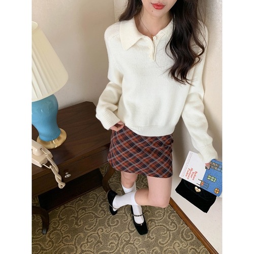 3th Morning Spring Soft and Gentle Wind Polo Collar Knitted Sweater ZY2667