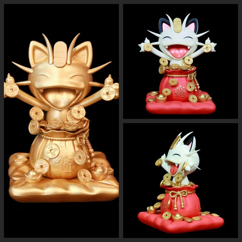 Фигурка покемона-шаттла в команде Galaxy Rocket Meowth, разбрасывающая монеты и приносящая удачу