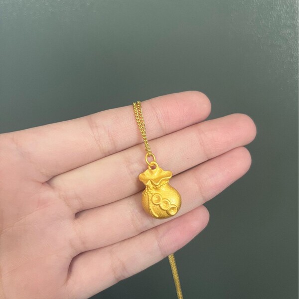 Sand gold solid lucky bag pendant men and women's money bags have…