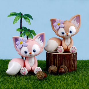 Solid Pvc Lina Belle Little Fox Figure Model Cake Decoration Desktop Ornament Car Toy Cartoon Q