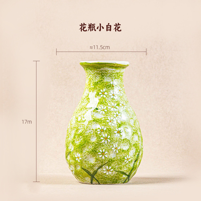 油画风手绘陶瓷摆件景德镇陶艺花瓶家居客厅茶具干花装饰品插花瓶|undefined