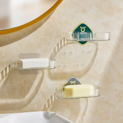 Traceless transparent PET soap dish with drainage, no drilling soap holder, bathroom storage shelf, anti-moisture soap tray