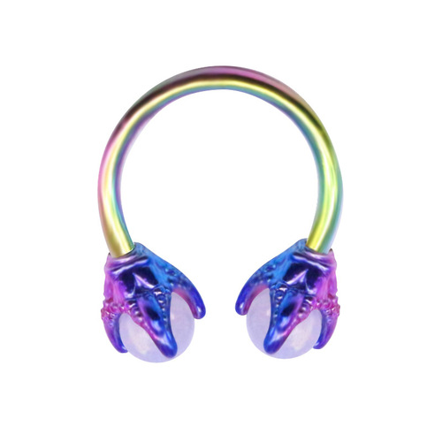 Gaibei European and American cross-border dragon claw nose ring 12*10 stainless steel nose ring opal nose nail nose decoration colorful nose ring