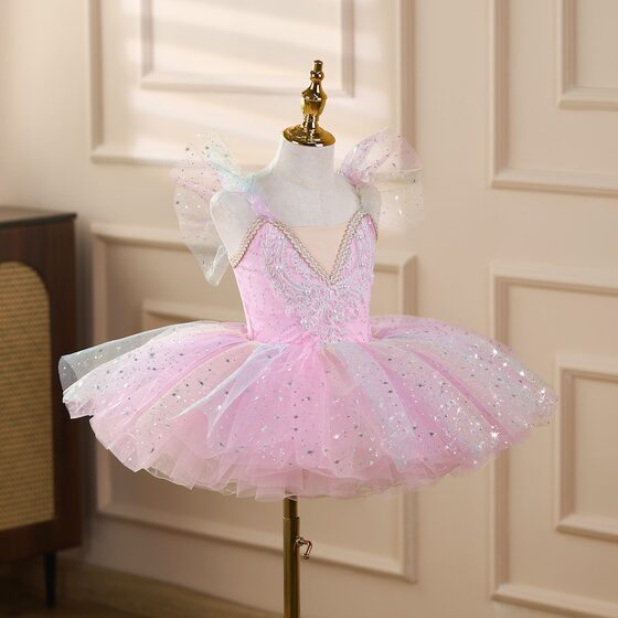 New Girls' Ballet Skirt Sling Sling Skirt Children's Tutu Dress Performance Clothing Children's Little Swan Dance Clothing Performance