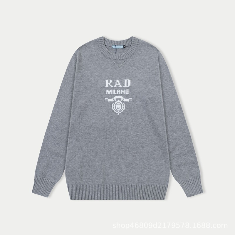 Correct Version of P Brand Men's Autumn and Winter Letter Jacquard Knit Sweater, High-End Casual Top Knitwear for Men and Women