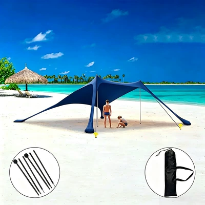 Avtomobil yan çətirləri: Outdoor Sun Protection and - new-style-navy-blue-2-iron-rods-200160150cm