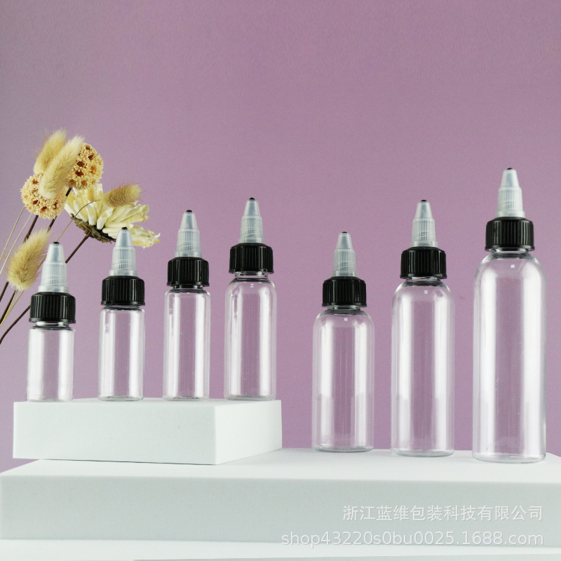 尖嘴盖滴液瓶10ml30mlPET颜料油墨灌装瓶精油化妆水挤压透明空瓶