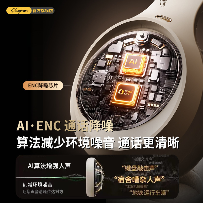 山进头戴式无线蓝牙耳机ENC降噪 高音质电脑游戏电竞有线超长续航|undefined