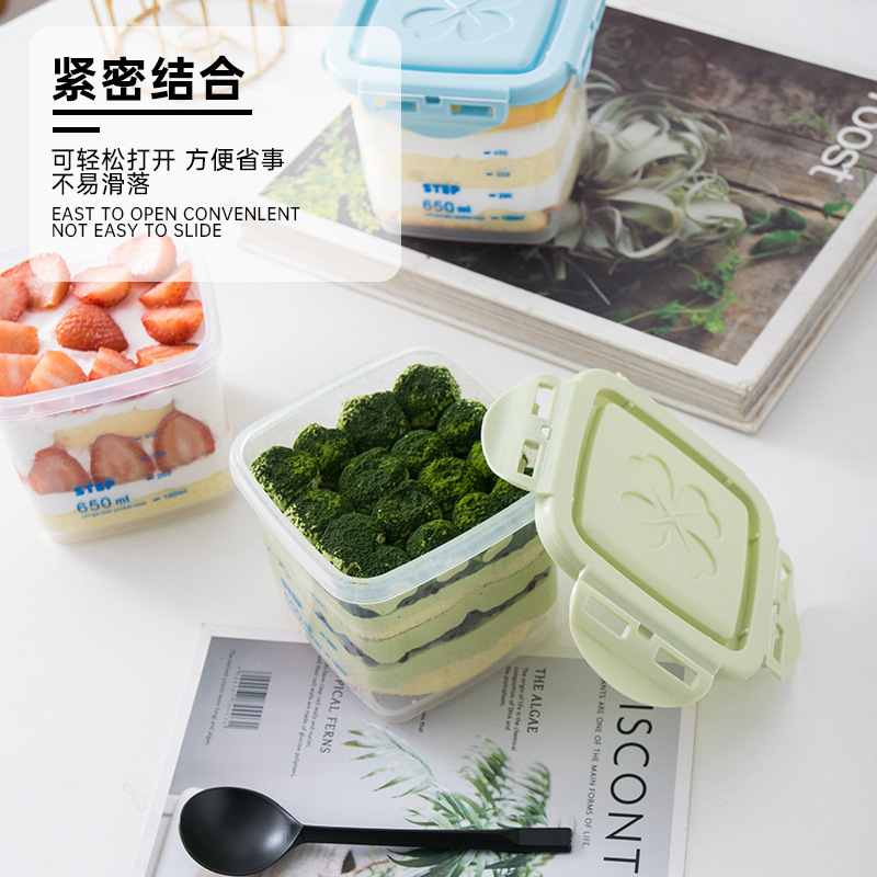 提拉米苏分装盒网红慕斯方杯小蛋糕打包盒微波炉可加热包装盒子