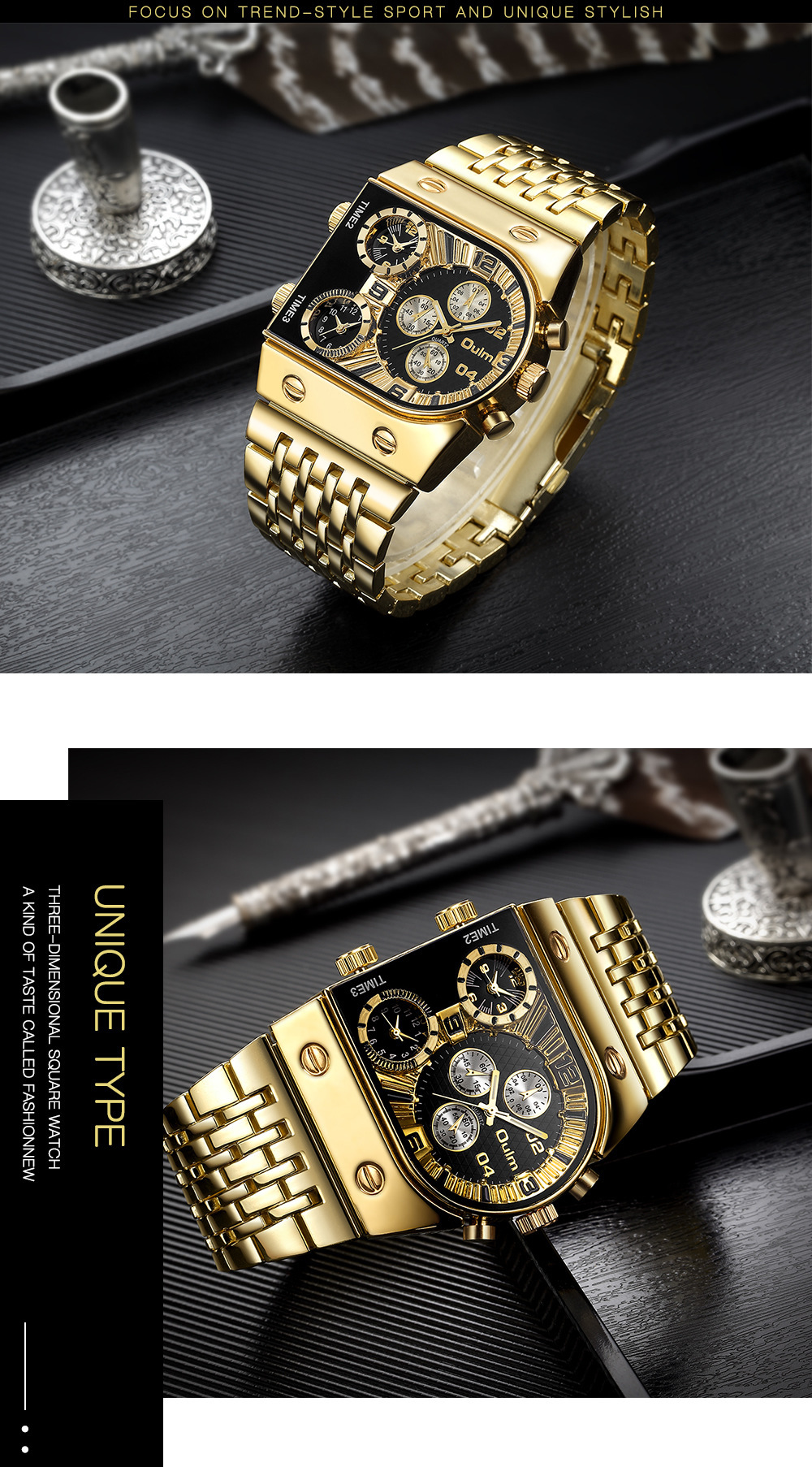 Reloj de hombre de cuarzo con múltiples zonas horarias y dial luz_voghion.com