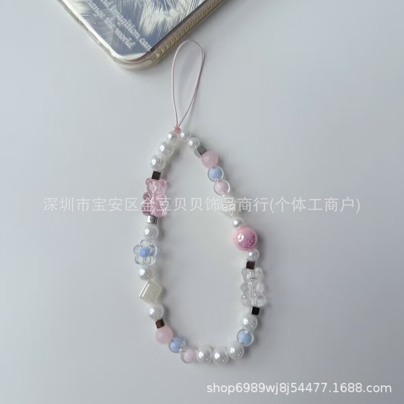 Girly Phone Lanyard Phone Case Decoration Chain Ccd Anti-Loss Hanging Chain Pink and White Bear Y2K Wrist Strap Hanging Chain Girly Phone Lanyard Phone Case Decoration Chain Ccd Anti-Loss Hanging Chain Pink and White Bear Y2K Wrist Strap Hanging Chain