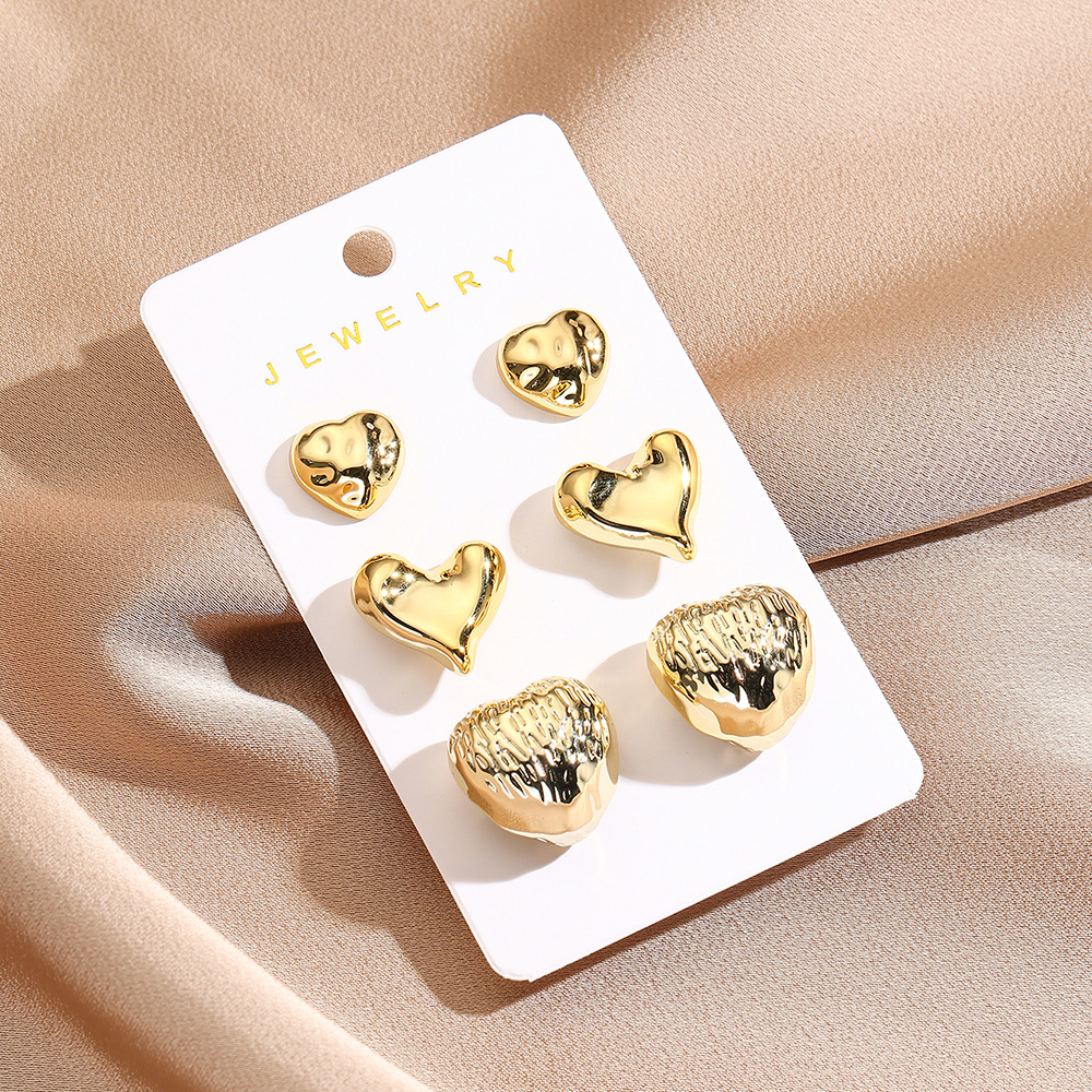 16g Weight Steel needle Ear Needle Material Ear Studs Classification 1 Set Quantity Daily Occasion CCB Material Geometric, Heart Shape Pattern All Seasons Season Women's Gender Plating Design Simple Style Style 1 Set Simple Style Geometric Heart Shape Plating CCB Ear Studs 6