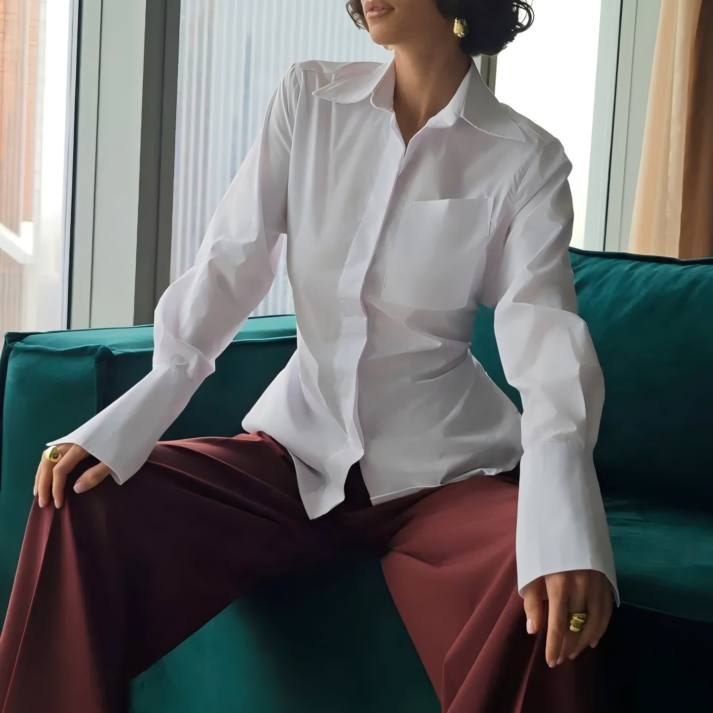 2025 Amazon European and American Cross-Border Elegant Women's Clothing Versatile Casual Pure Color Lapel Shirt Fashion Suit Women's Tops