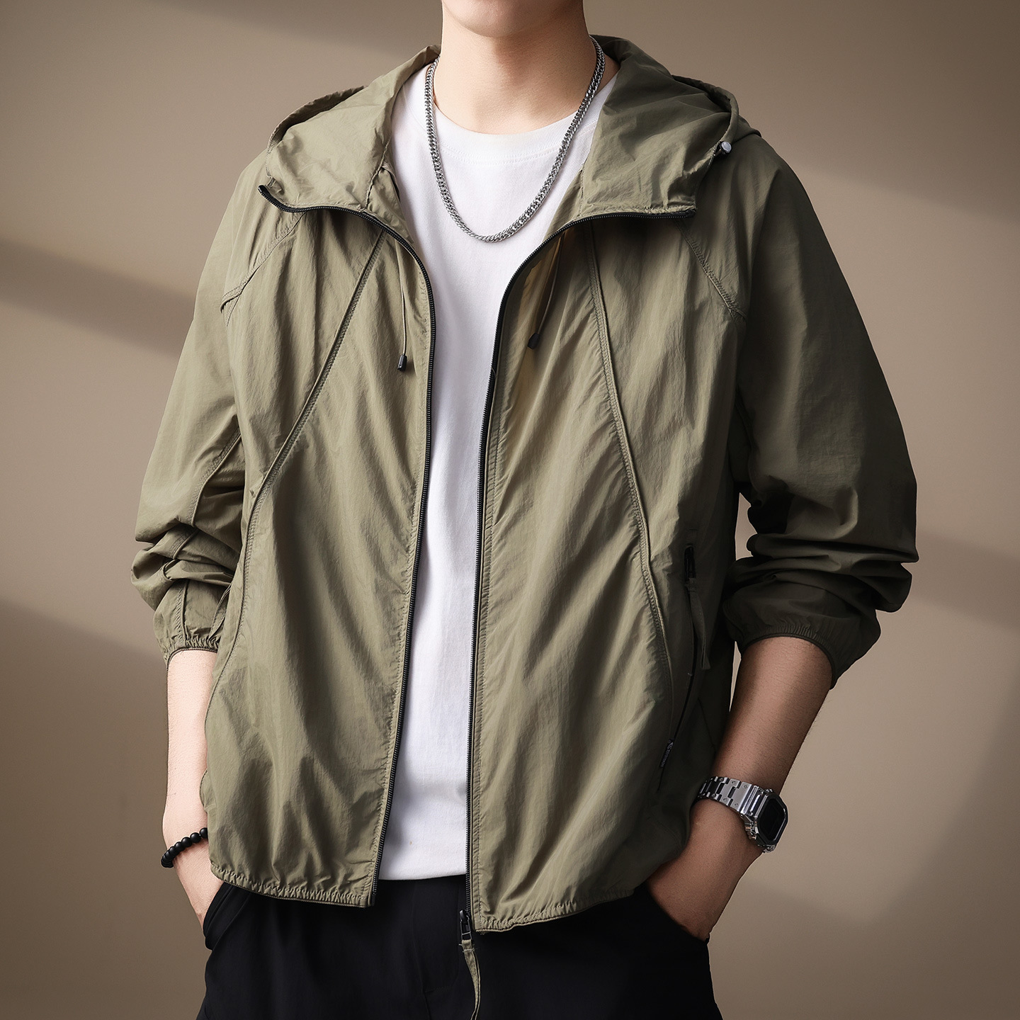 High-End Outdoor Lightweight Sun Protection Clothing for Men 2025 Summer New Quick-Drying Ice Silk Clothing Fishing Breathable Three-Proof Jacket