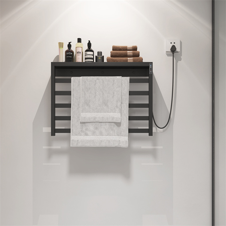 Toallero eléctrico calefactable de acero inoxidable para baño de casa y hotel, gris plomo, barra calefactora para toallas, secado, temporizador, inteligente.
