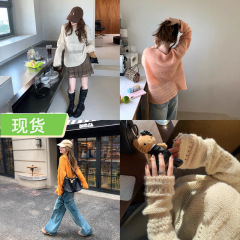 向 闲暇周末~马海毛镂空提花圆领针织衫女秋宽松慵懒针织罩衫