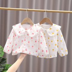 Girls' Shirt Spring and Autumn Stylish Baby Girl Top Doll Collar 2023 New Fall Open Shirt Children Long Sleeve Blouse