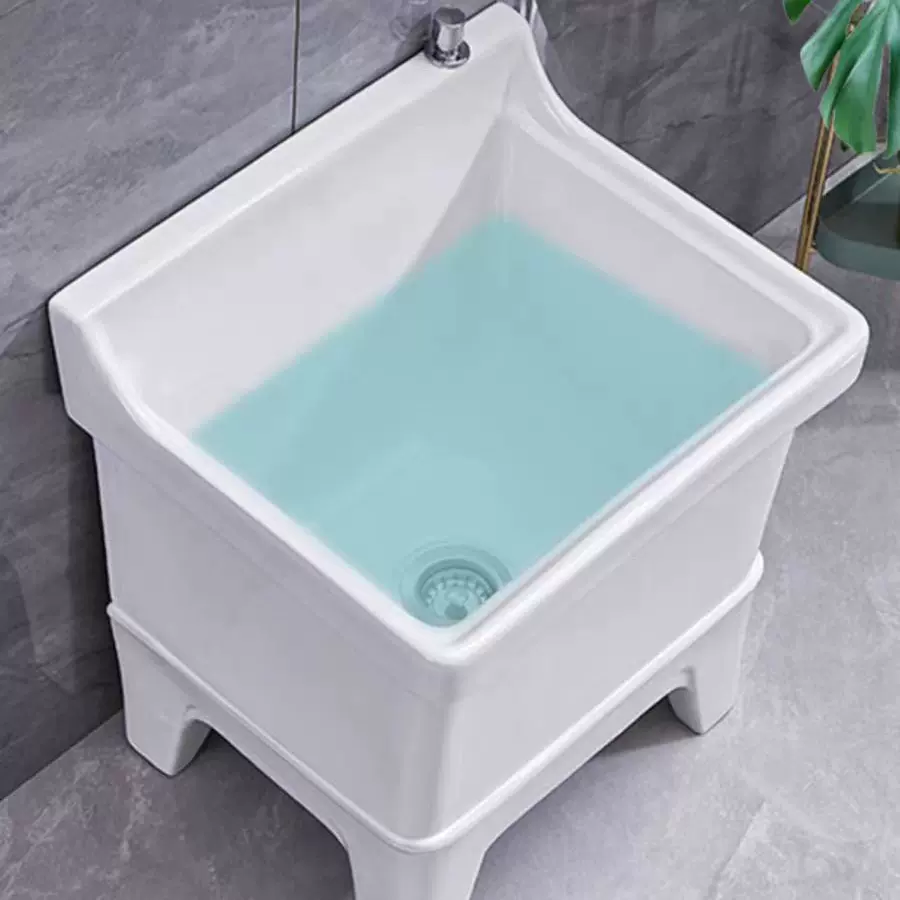 拖布池洗拖把池家用阳台卫生间一体式小号洗落地式高脚陶瓷墩布池